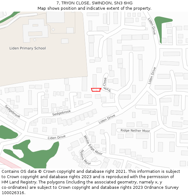 7, TRYON CLOSE, SWINDON, SN3 6HG: Location map and indicative extent of plot