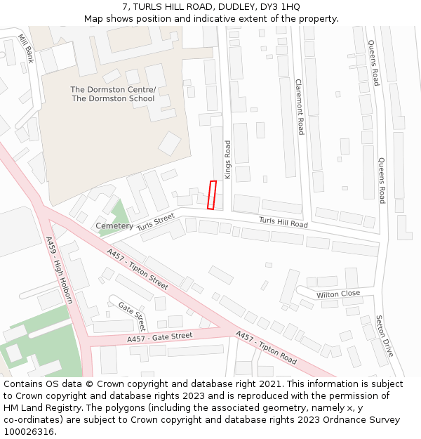 7, TURLS HILL ROAD, DUDLEY, DY3 1HQ: Location map and indicative extent of plot