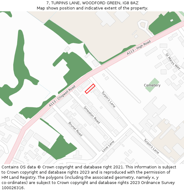 7, TURPINS LANE, WOODFORD GREEN, IG8 8AZ: Location map and indicative extent of plot