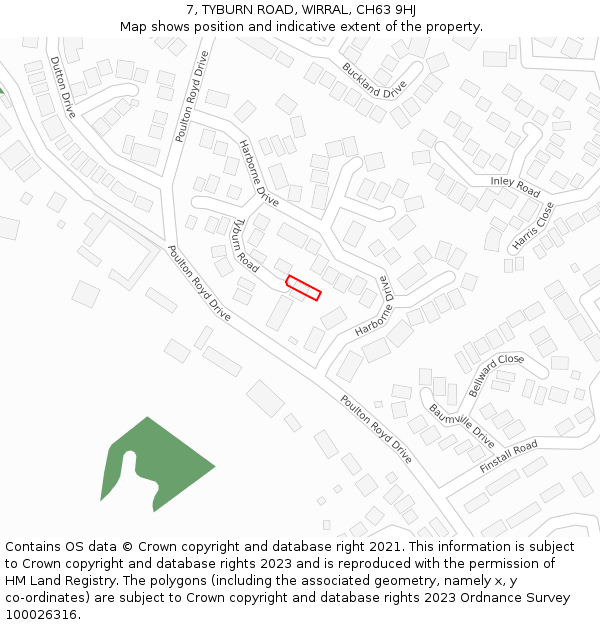 7, TYBURN ROAD, WIRRAL, CH63 9HJ: Location map and indicative extent of plot