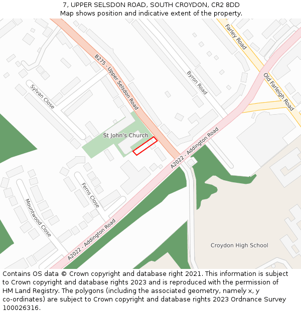 7, UPPER SELSDON ROAD, SOUTH CROYDON, CR2 8DD: Location map and indicative extent of plot