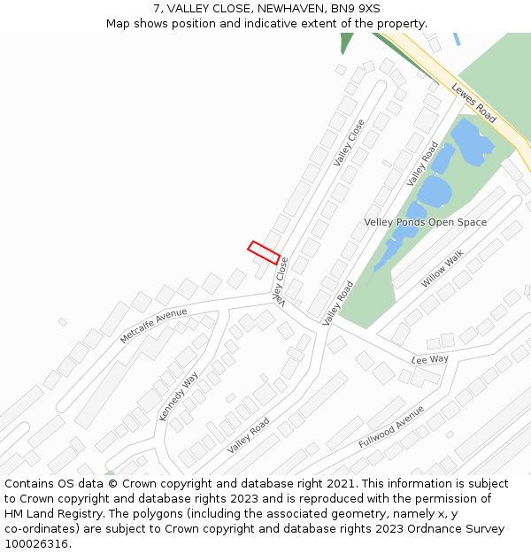 7, VALLEY CLOSE, NEWHAVEN, BN9 9XS: Location map and indicative extent of plot