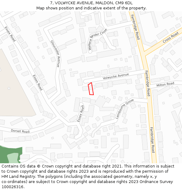 7, VOLWYCKE AVENUE, MALDON, CM9 6DL: Location map and indicative extent of plot