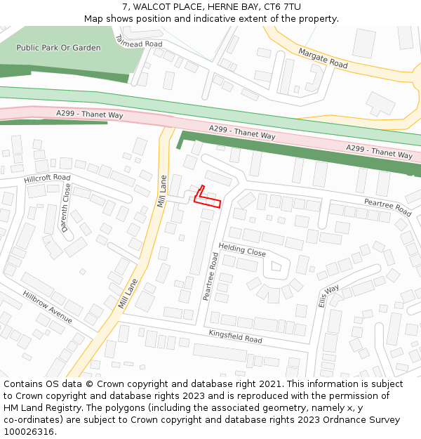 7, WALCOT PLACE, HERNE BAY, CT6 7TU: Location map and indicative extent of plot