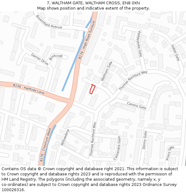 7, WALTHAM GATE, WALTHAM CROSS, EN8 0XN: Location map and indicative extent of plot