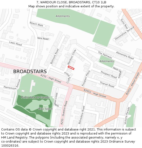 7, WARDOUR CLOSE, BROADSTAIRS, CT10 1LB: Location map and indicative extent of plot