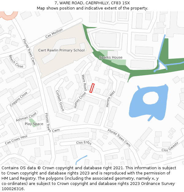 7, WARE ROAD, CAERPHILLY, CF83 1SX: Location map and indicative extent of plot