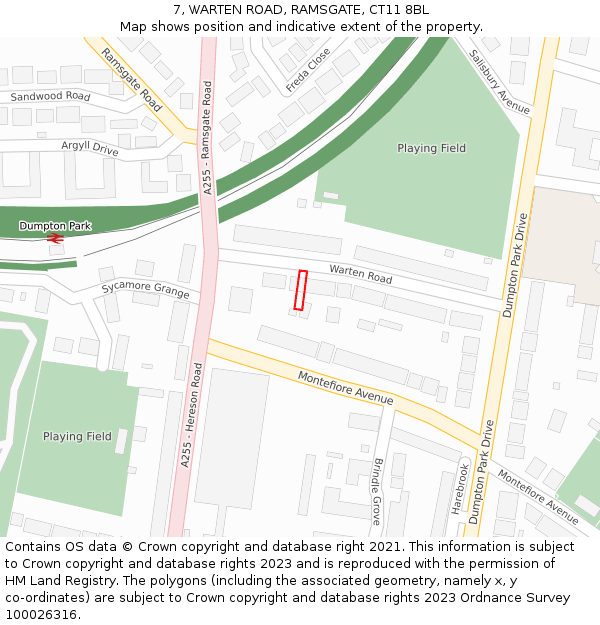 7, WARTEN ROAD, RAMSGATE, CT11 8BL: Location map and indicative extent of plot