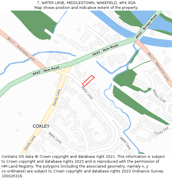 7, WATER LANE, MIDDLESTOWN, WAKEFIELD, WF4 4QA: Location map and indicative extent of plot