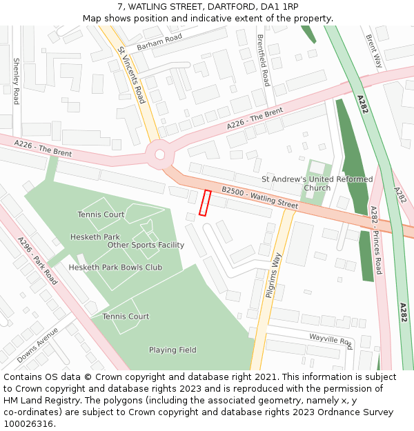 7, WATLING STREET, DARTFORD, DA1 1RP: Location map and indicative extent of plot