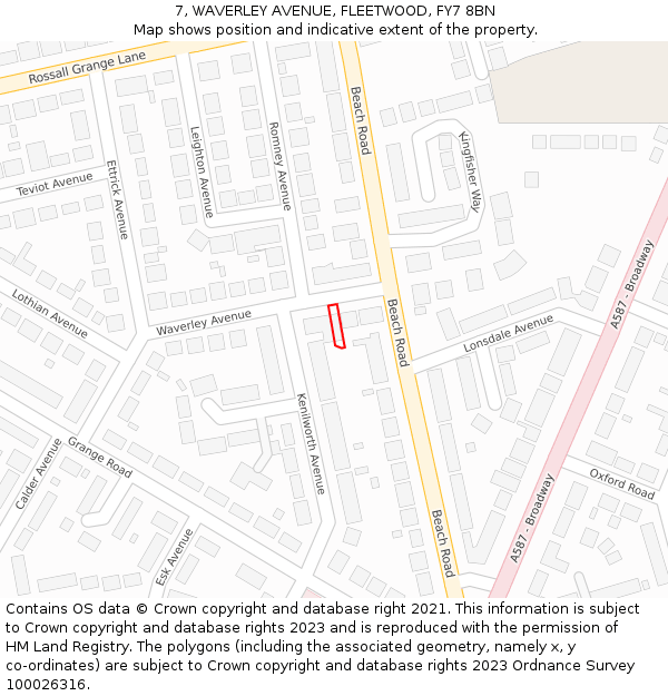 7, WAVERLEY AVENUE, FLEETWOOD, FY7 8BN: Location map and indicative extent of plot