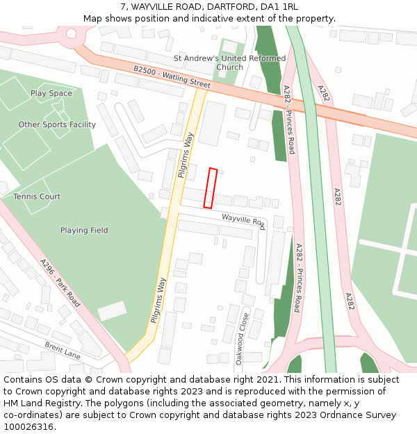 7, WAYVILLE ROAD, DARTFORD, DA1 1RL: Location map and indicative extent of plot