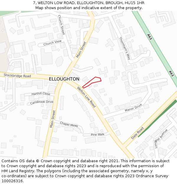 7, WELTON LOW ROAD, ELLOUGHTON, BROUGH, HU15 1HR: Location map and indicative extent of plot