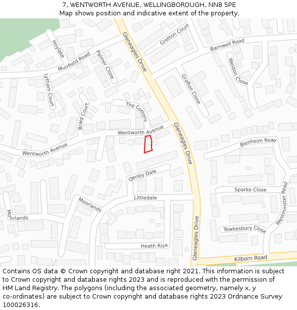 7, WENTWORTH AVENUE, WELLINGBOROUGH, NN8 5PE: Location map and indicative extent of plot