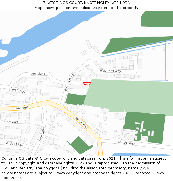 7, WEST INGS COURT, KNOTTINGLEY, WF11 9DN: Location map and indicative extent of plot