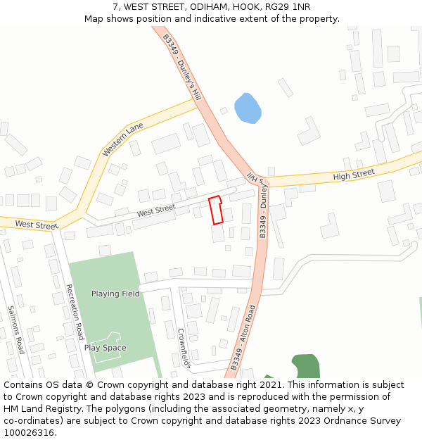 7, WEST STREET, ODIHAM, HOOK, RG29 1NR: Location map and indicative extent of plot