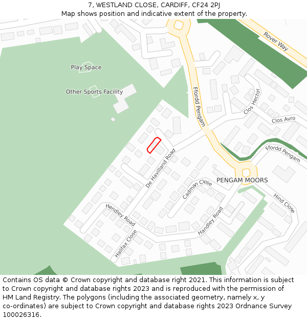 7, WESTLAND CLOSE, CARDIFF, CF24 2PJ: Location map and indicative extent of plot