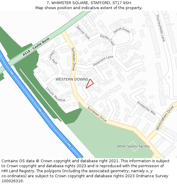 7, WHIMSTER SQUARE, STAFFORD, ST17 9SH: Location map and indicative extent of plot