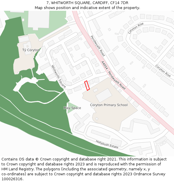 7, WHITWORTH SQUARE, CARDIFF, CF14 7DR: Location map and indicative extent of plot