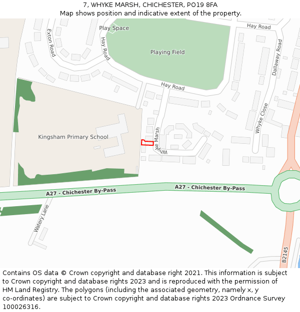 7, WHYKE MARSH, CHICHESTER, PO19 8FA: Location map and indicative extent of plot