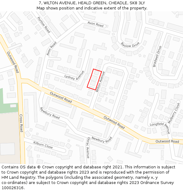 7, WILTON AVENUE, HEALD GREEN, CHEADLE, SK8 3LY: Location map and indicative extent of plot