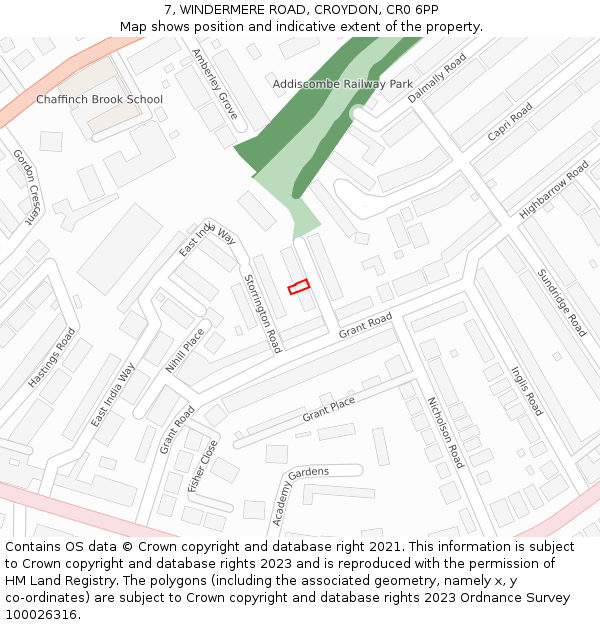 7, WINDERMERE ROAD, CROYDON, CR0 6PP: Location map and indicative extent of plot