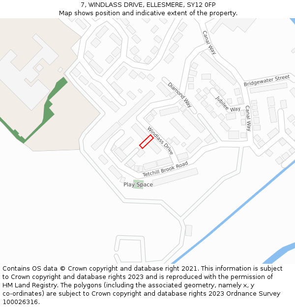 7, WINDLASS DRIVE, ELLESMERE, SY12 0FP: Location map and indicative extent of plot