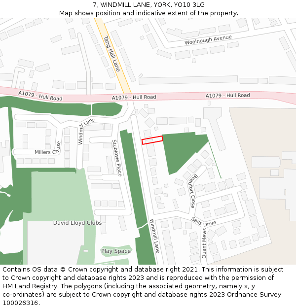 7, WINDMILL LANE, YORK, YO10 3LG: Location map and indicative extent of plot