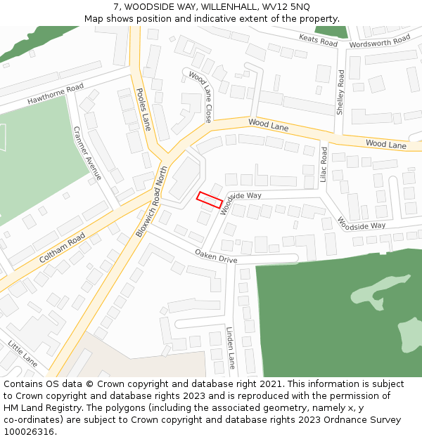 7, WOODSIDE WAY, WILLENHALL, WV12 5NQ: Location map and indicative extent of plot