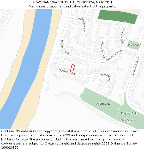 7, WYEBANK WAY, TUTSHILL, CHEPSTOW, NP16 7DN: Location map and indicative extent of plot