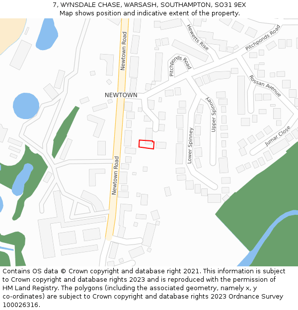 7, WYNSDALE CHASE, WARSASH, SOUTHAMPTON, SO31 9EX: Location map and indicative extent of plot