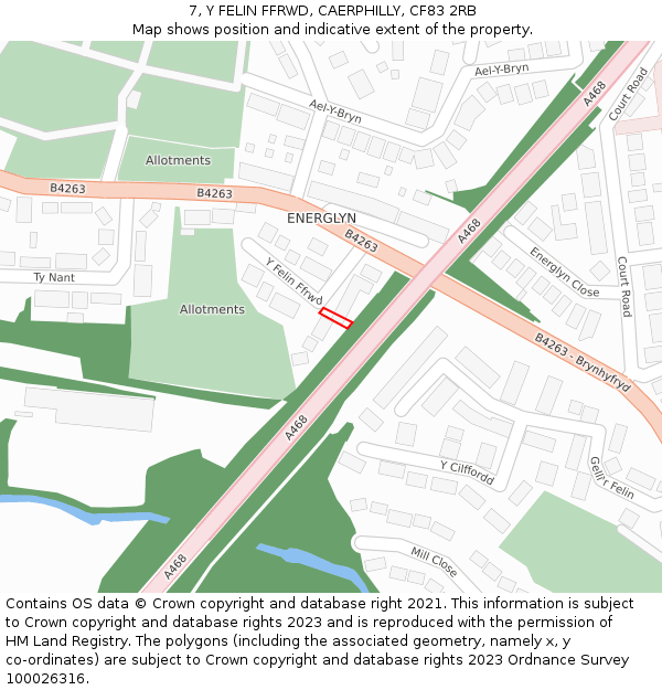 7, Y FELIN FFRWD, CAERPHILLY, CF83 2RB: Location map and indicative extent of plot