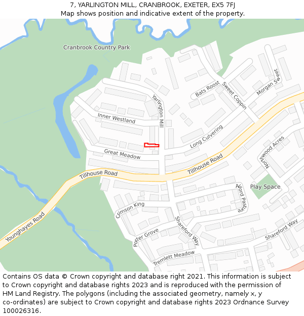 7, YARLINGTON MILL, CRANBROOK, EXETER, EX5 7FJ: Location map and indicative extent of plot