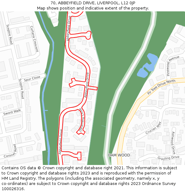 70, ABBEYFIELD DRIVE, LIVERPOOL, L12 0JP: Location map and indicative extent of plot