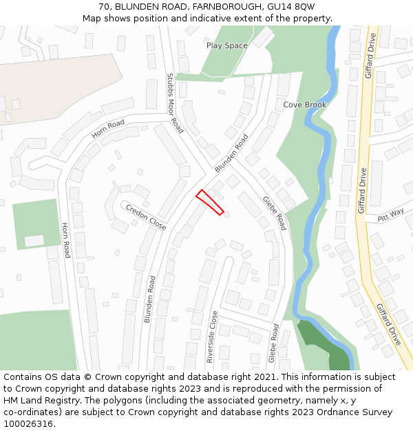 70, BLUNDEN ROAD, FARNBOROUGH, GU14 8QW: Location map and indicative extent of plot