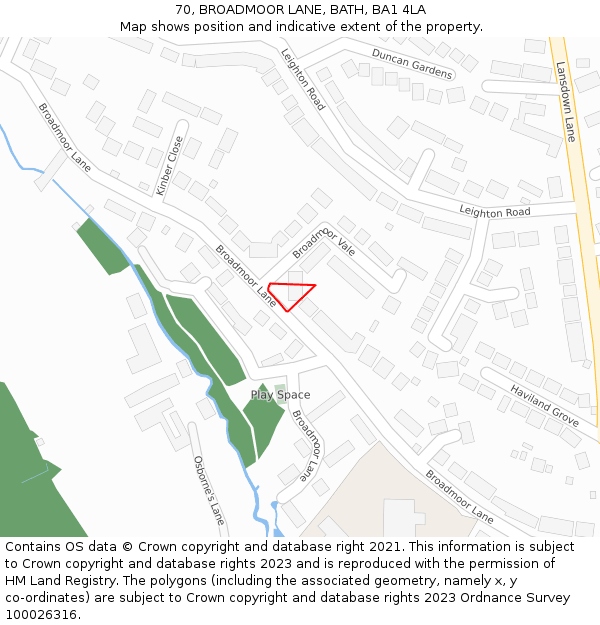 70, BROADMOOR LANE, BATH, BA1 4LA: Location map and indicative extent of plot