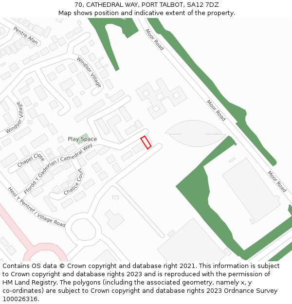 70, CATHEDRAL WAY, PORT TALBOT, SA12 7DZ: Location map and indicative extent of plot