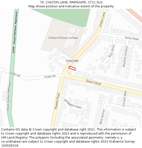 70, CHILTON LANE, RAMSGATE, CT11 0LQ: Location map and indicative extent of plot