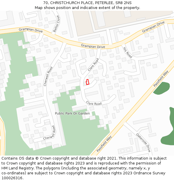 70, CHRISTCHURCH PLACE, PETERLEE, SR8 2NS: Location map and indicative extent of plot
