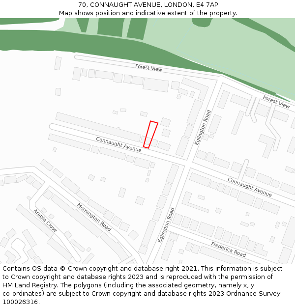 70, CONNAUGHT AVENUE, LONDON, E4 7AP: Location map and indicative extent of plot