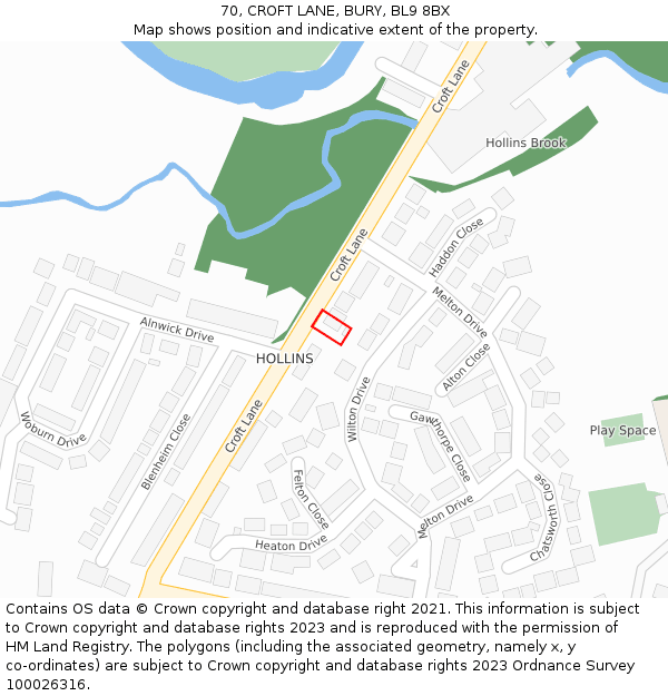 70, CROFT LANE, BURY, BL9 8BX: Location map and indicative extent of plot