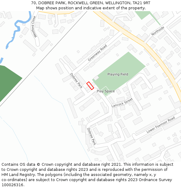 70, DOBREE PARK, ROCKWELL GREEN, WELLINGTON, TA21 9RT: Location map and indicative extent of plot