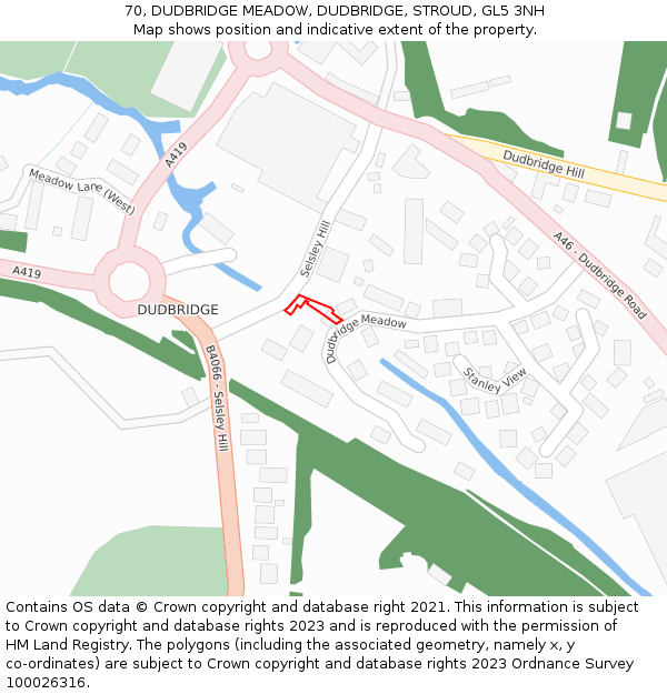 70, DUDBRIDGE MEADOW, DUDBRIDGE, STROUD, GL5 3NH: Location map and indicative extent of plot