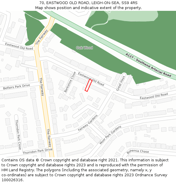 70, EASTWOOD OLD ROAD, LEIGH-ON-SEA, SS9 4RS: Location map and indicative extent of plot