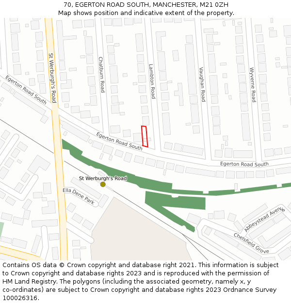 70, EGERTON ROAD SOUTH, MANCHESTER, M21 0ZH: Location map and indicative extent of plot