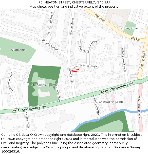 70, HEATON STREET, CHESTERFIELD, S40 3AF: Location map and indicative extent of plot