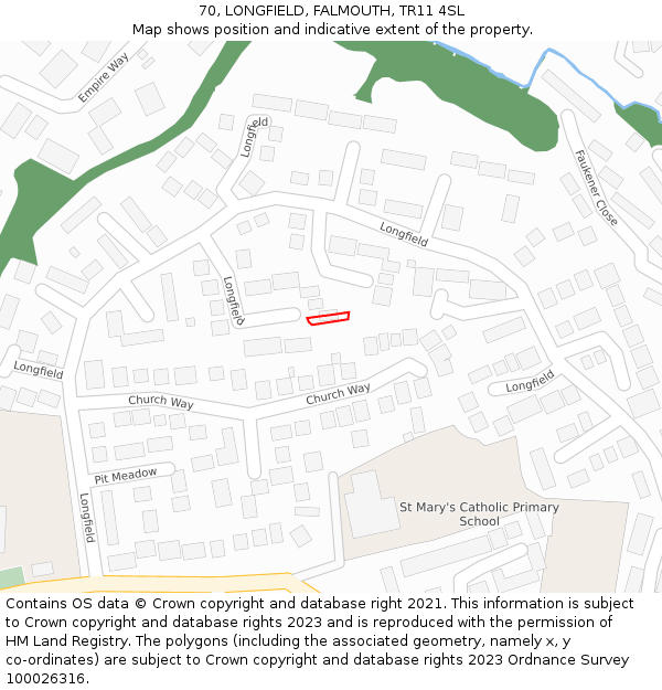 70, LONGFIELD, FALMOUTH, TR11 4SL: Location map and indicative extent of plot