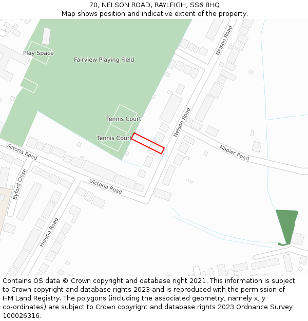 70, NELSON ROAD, RAYLEIGH, SS6 8HQ: Location map and indicative extent of plot