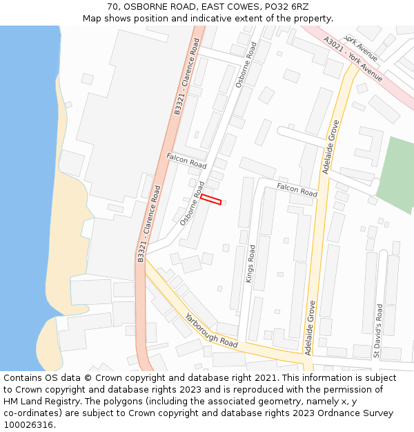 70, OSBORNE ROAD, EAST COWES, PO32 6RZ: Location map and indicative extent of plot