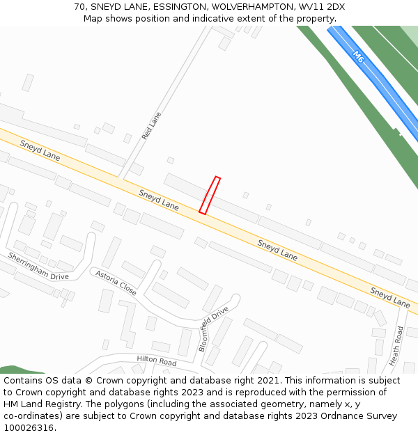 70, SNEYD LANE, ESSINGTON, WOLVERHAMPTON, WV11 2DX: Location map and indicative extent of plot